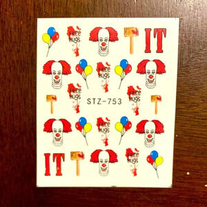 💌BO/GO$4 Clowns Scary Nail Wraps